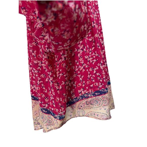 St. John's Bay Women's Blouse Plus Sz 2X Red Shiney Stripes Floral Flowy - Picture 8 of 15